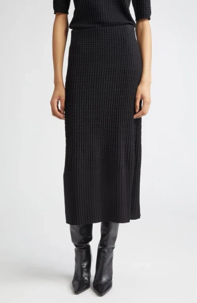 Lafayette 148 New York Mixed Rib Pull On Knit Skirt In Black