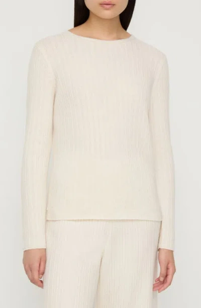 Lafayette 148 New York Mixed Stitch Cashmere Blend Crewneck Sweater In Neutral