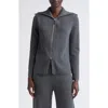 Lafayette 148 New York Mixed Stitch Zip Cardigan In Gray