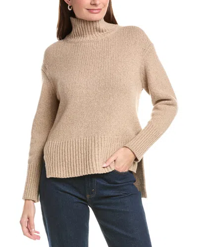 Lafayette 148 New York Mock Neck Drop Shoulder Cashmere-blend Sweater In Neutral