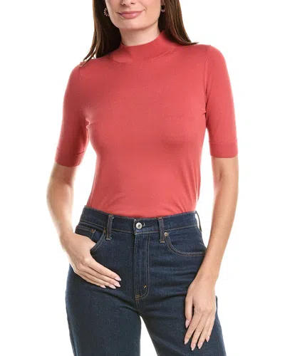 Lafayette 148 New York Mock Neck Pullover Sweater In Orange