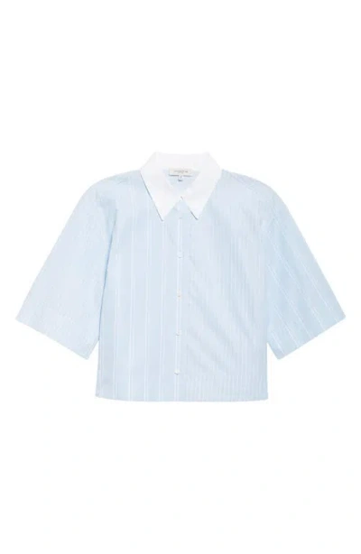 Lafayette 148 New York Montauk Stripe Cotton Crop Shirt