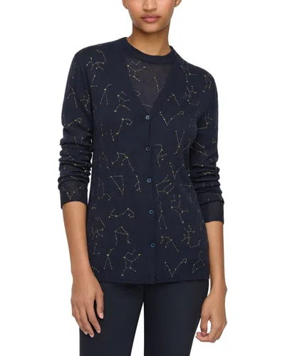 Lafayette 148 New York Motif Embroidered Button Front 100% Cashmere Cardigan