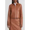 Lafayette 148 Zip-front Leather Jacket In Copper