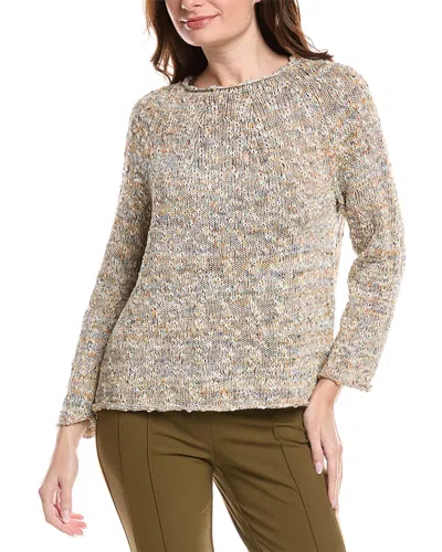 Lafayette 148 New York Nautical Net Stitch Raglan Sweater In Brown