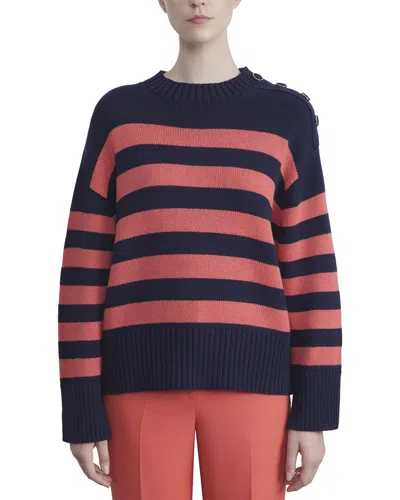 Lafayette 148 New York Nautical Striped Crewneck Cashmere Sweater In Multi