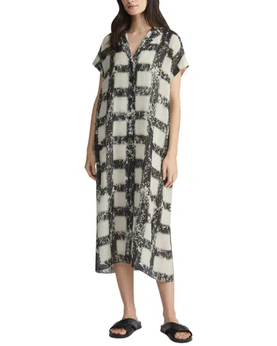 Lafayette 148 New York Notch Collar Cap Sleeve Silk Dress In Black