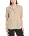 Lafayette 148 New York Notch Collar Silk-blend Slim Shirt