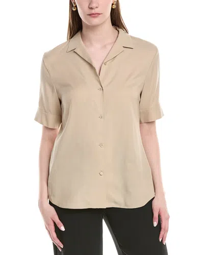 Lafayette 148 New York Notch Collar Silk-blend Slim Shirt