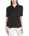 Lafayette 148 New York Notch Collar Silk-blend Slim Shirt