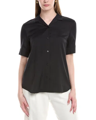 Lafayette 148 New York Notch Collar Silk-blend Slim Shirt