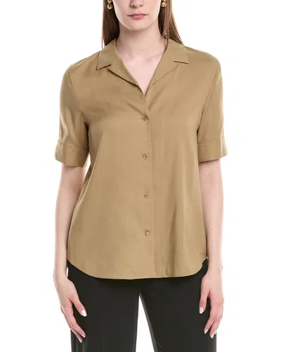 Lafayette 148 New York Notch Collar Silk-blend Slim Shirt