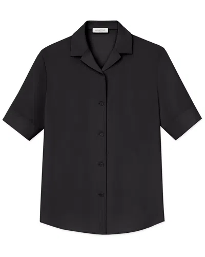 Lafayette 148 New York Notch Collar Slim Silk Shirt