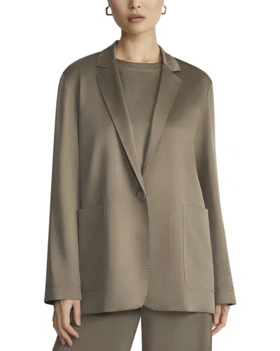 Lafayette 148 New York Notch Lapel Patch Pocket Silk Blazer In Green