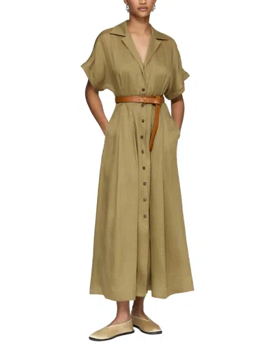 Lafayette 148 New York Notch Lapel Shirtdress In Green