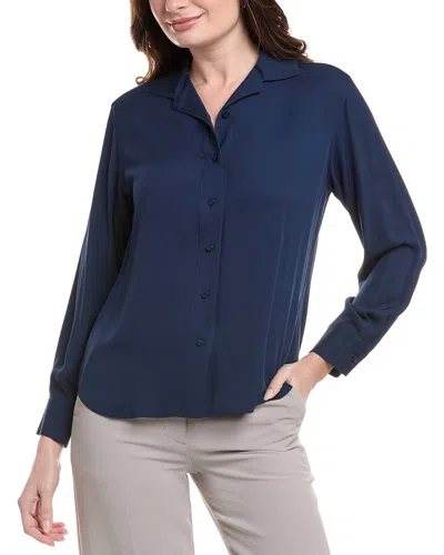 Lafayette 148 New York Notched Collar Blouse In Blue