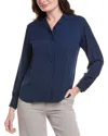 Lafayette 148 Plus Size Cotton Silk Long Sleeve Fitted Cardigan In Blue