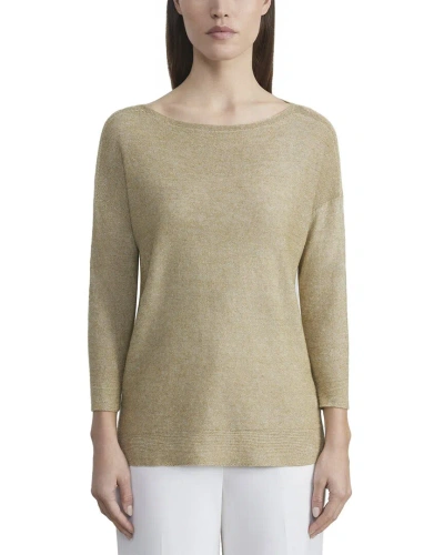 Lafayette 148 New York Ombre Bateau Neck Linen-blend Pullover In Brown