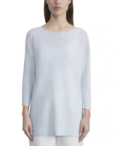 Lafayette 148 New York Ombre Bateau Neck Linen-blend Pullover In White