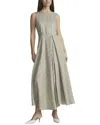 Lafayette 148 New York Open Fold Drape Front Linen-blend Dress