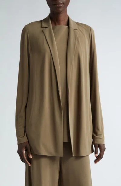 Lafayette 148 New York Open Front Matte Jersey Jacket In Concrete