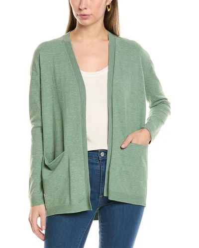 Lafayette 148 New York Open Front Wool Cardigan In Green