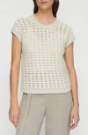 Lafayette 148 New York Open Stitch Cotton Sweater Vest In Pencil Grey Multi