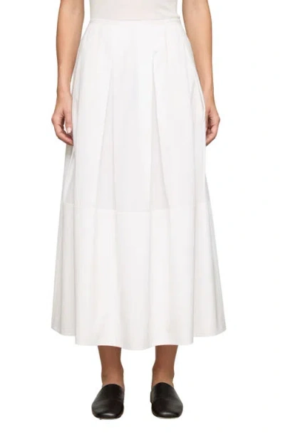 Lafayette 148 New York Organic Cotton Poplin A-line Midi Skirt In White