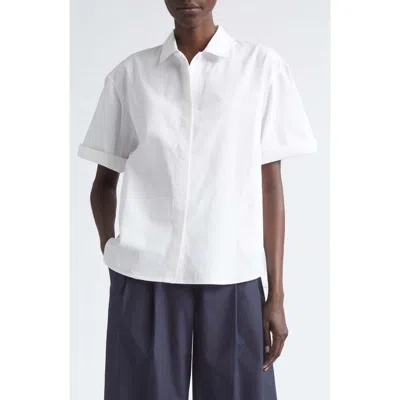 Lafayette 148 New York Organic Cotton Poplin Swing Shirt In White