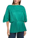 Lafayette 148 New York Origami Dolman Blouse In Green
