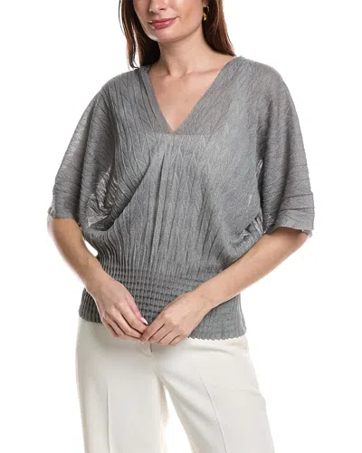 Lafayette 148 New York Origami Pleated Sweater In Gray