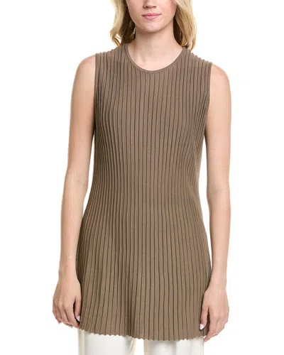 Lafayette 148 New York Ottoman Stitch Slim Tunic Sweater In Brown