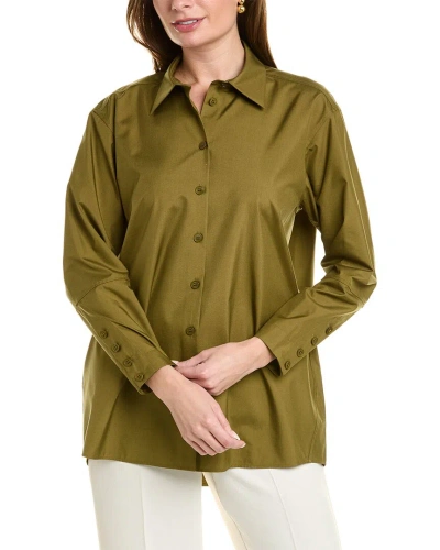 Lafayette 148 New York Oversized Button Down Linen Shirt In Green