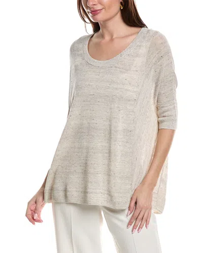 Lafayette 148 New York Oversized Scoop Neck Linen-blend Sweater In Gray