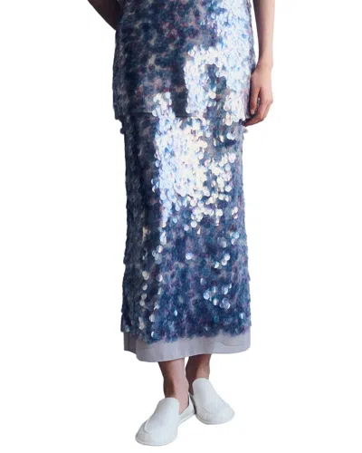Lafayette 148 New York Paillette Straight Midi Skirt In Blue