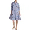 Lafayette 148 Striped Brushstroke-print Shirtdress In Sky Multi