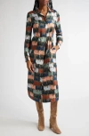 Lafayette 148 Paint Stroke-print Silk Midi Shirtdress In Concrete Multi