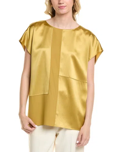 Lafayette 148 New York Panel Silk Blouse In Gold
