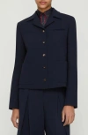 Lafayette 148 New York Patch Pocket Double Face Stretch Wool Jacket In Black