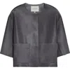 Lafayette 148 New York Patch Pocket Genuine Calf Hair Jacket In Gray
