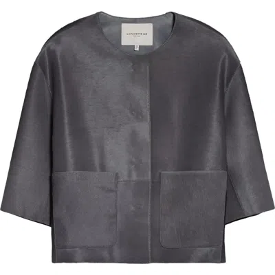 Lafayette 148 New York Patch Pocket Genuine Calf Hair Jacket In Gray