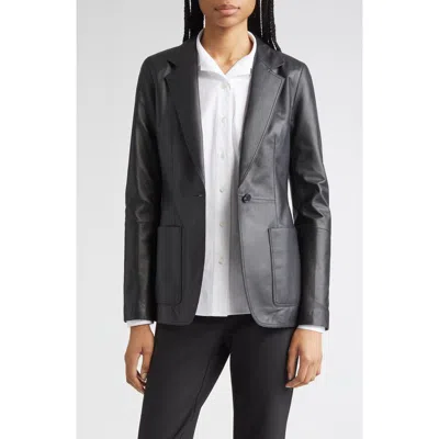 Lafayette 148 New York Patch Pocket Leather Blazer