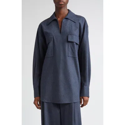 Lafayette 148 New York Patch Pocket Popover Shirt In Gray