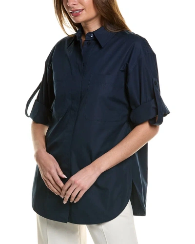 Lafayette 148 New York Patch Pocket Shirt In Blue