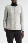 Lafayette 148 New York Patch Pocket Tweed Jacket In Cloud Multi