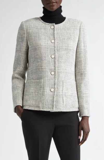Lafayette 148 New York Patch Pocket Tweed Jacket In Cloud Multi
