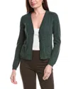 Lafayette 148 New York Patch Pocket V-neck Mohair & Alpaca-blend Cardigan In Green