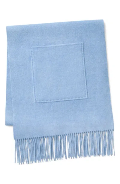 Lafayette 148 New York Patch Pocket Wool & Cashmere Fringe Scarf In Blue