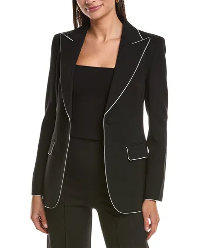 Lafayette 148 New York Peak Lapel Contrast Blazer In Black
