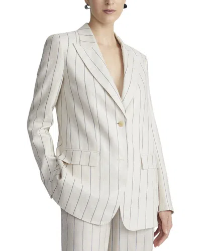 Lafayette 148 New York Peak Lapel Flap Pocket Linen Blazer
